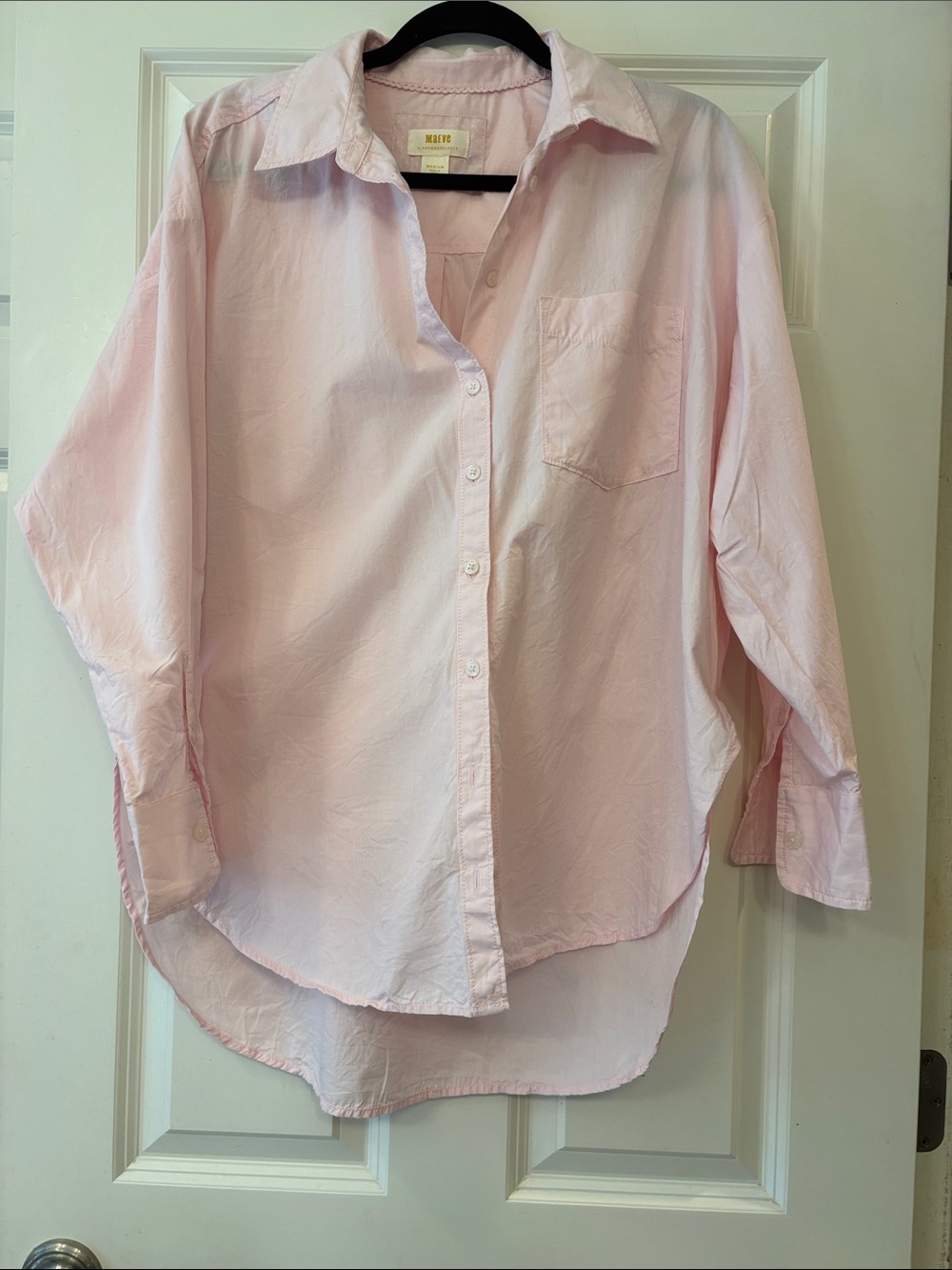 Maeve Anthropologie Bennet Light Pink Oversized Button-Down Shirt - Picture 4 of 6